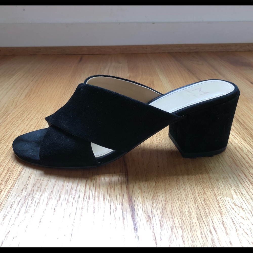 Marc Fisher Black Suede Slide Sandals